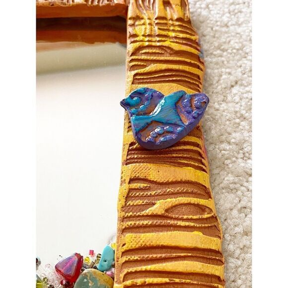 Tucson Santa Fe Accent Mirror Yellow Pueblo Sun Artisan Handmade Wall Boho - Picture 5 of 11